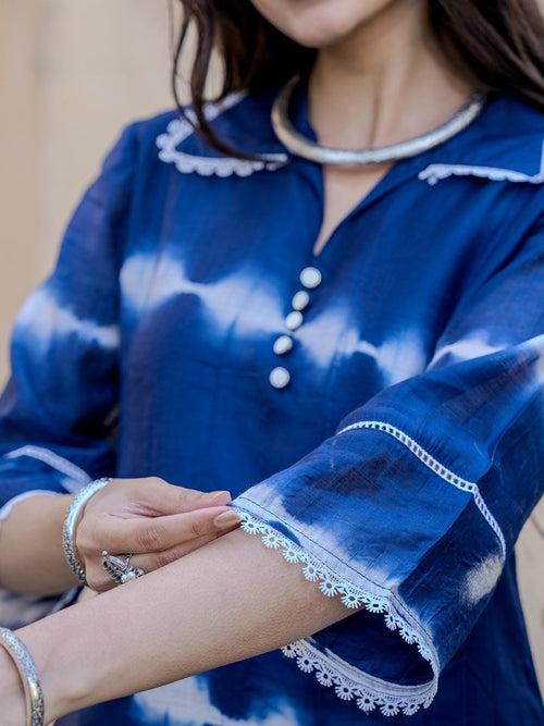 Blue Chanderi Silk Tie Dye Co-Ord Set