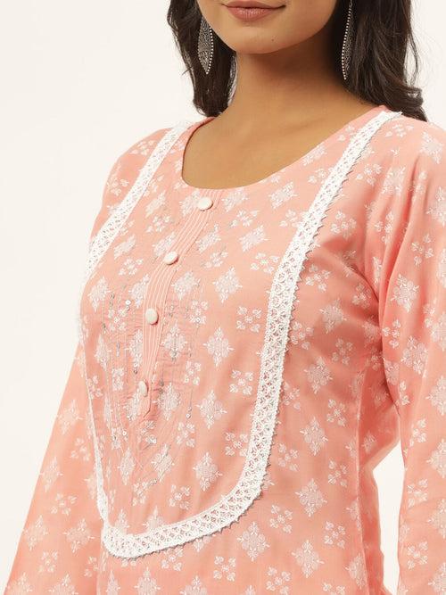 Pink Ethnic Motifs Printed Kurta Set