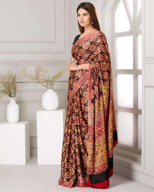 Silk Saree Ajrak Modal, Multicolour