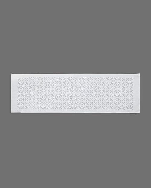 Table Runner Applique Long Box Design, White