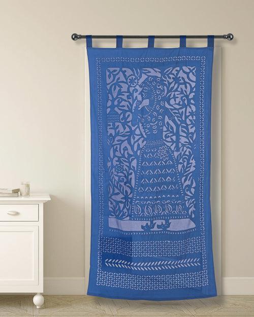 Curtains Applique Queen Pattern, Blue