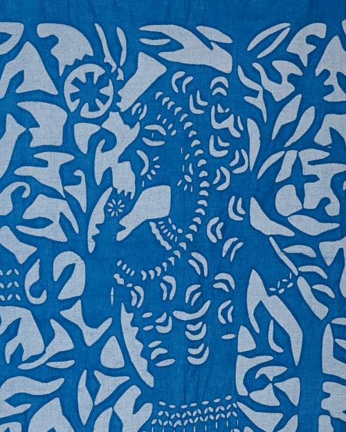 Curtains Applique Queen Pattern, Blue