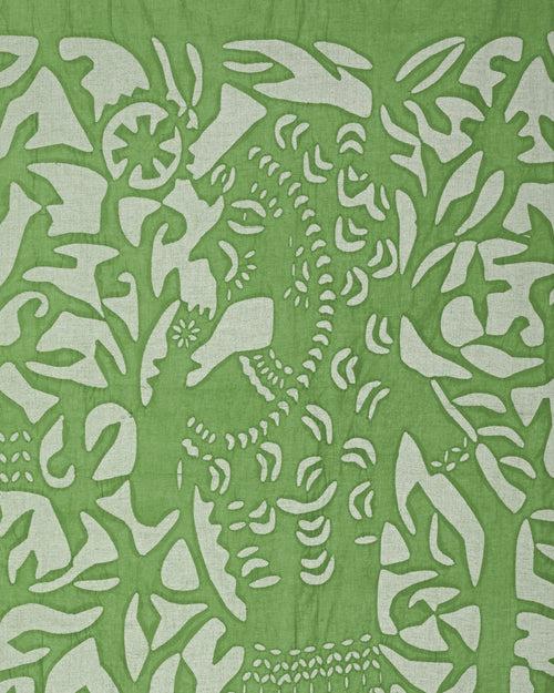 Curtains Applique Queen Pattern, Green
