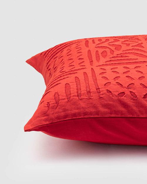 Cushion Cover Applique Gulchand Design, Red