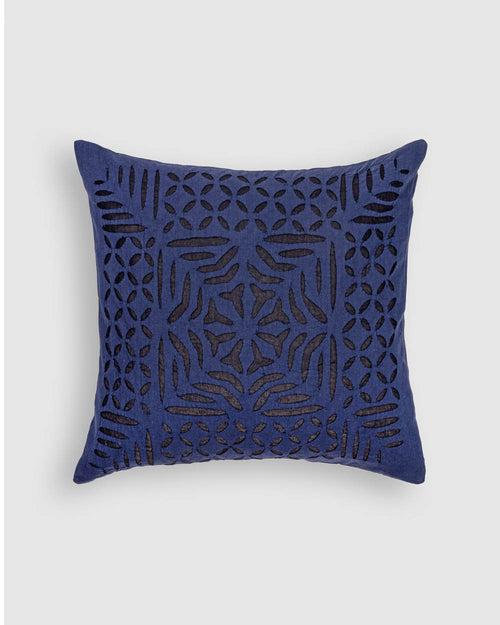 Cushion Cover Applique Gulchand Design, Navy Blue