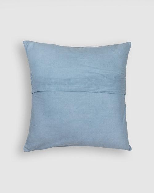 Cushion Cover Applique Makhana Design, Light Blue