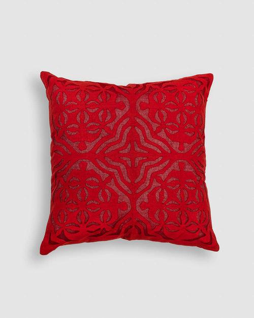 Cushion Cover Applique Mehndi Design, Red