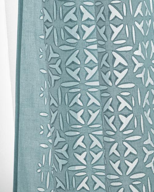 Curtains Applique Full Work Pattern, Light Blue