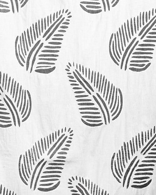 Curtains Applique Leaf Pattern, White