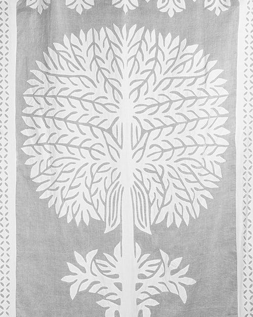 Curtains Applique Tree of Life Pattern, White