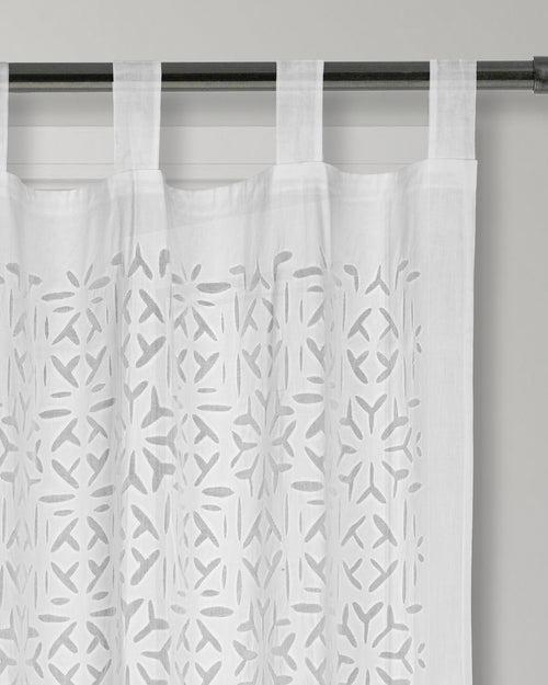 Curtains Applique Full Work Pattern, White