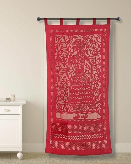 Curtains Applique Queen Pattern, Red