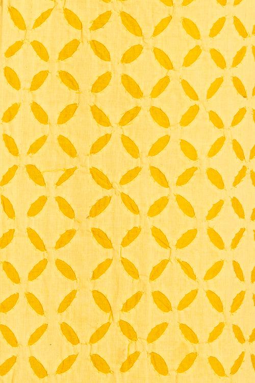 Kurta Fabric Applique Khuddi Design, Yellow