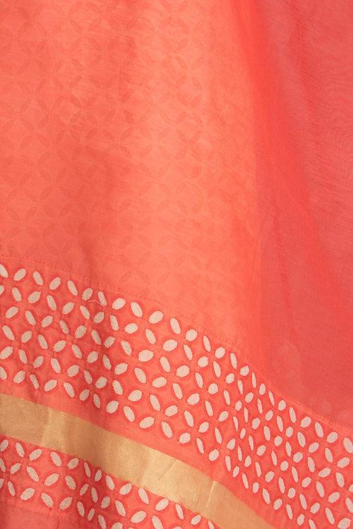 Duppatta Khuddi Design Applique Chanderi, Peach