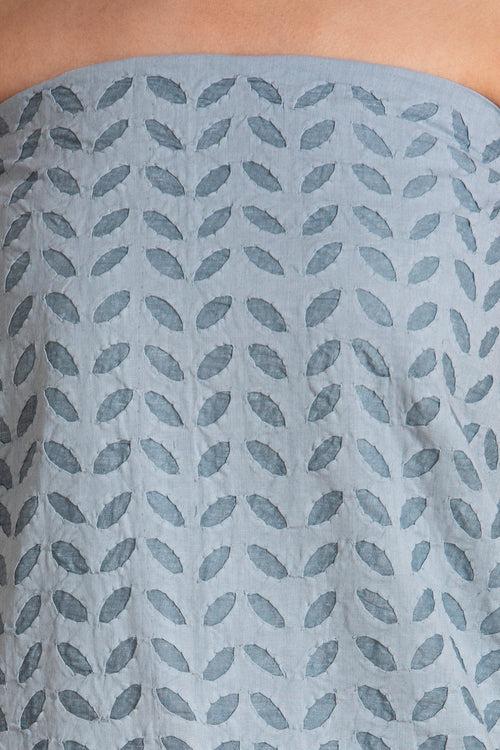 Kurta Fabric Applique Single Khuddi Design, Baby Blue