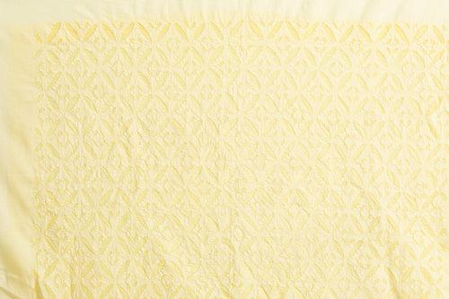 Kurta Fabric Applique Long Box Khuddi Design, Lemon