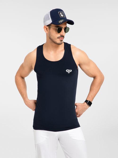 AH Gym Vest Navy Blue 4-Way Stretch