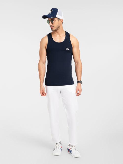 AH Gym Vest Navy Blue 4-Way Stretch