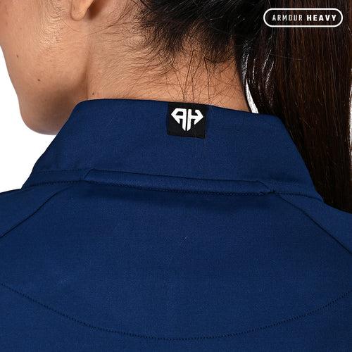 High Neck Navy Polo Jacket Women