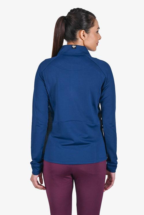 High Neck Navy Polo Jacket Women