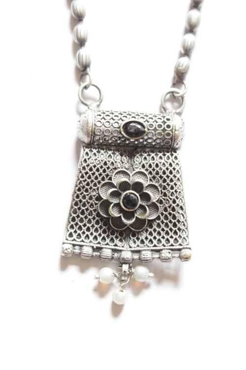 Oxidised Finish Dholki Beads German Silver Necklace