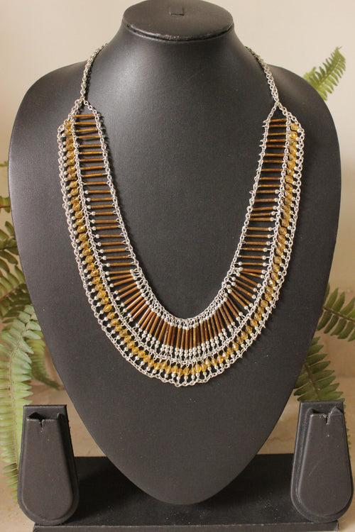 Glass Beads and Metal Ghungroos Chain Closure Handmade Necklace