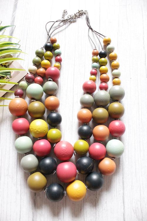 Multi-Color Circular Acrylic Beads 3 Layer Necklace