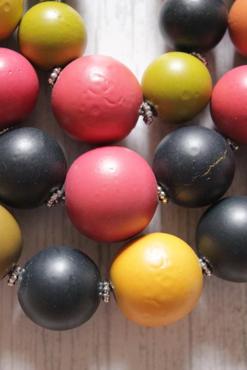 Multi-Color Circular Acrylic Beads 3 Layer Necklace