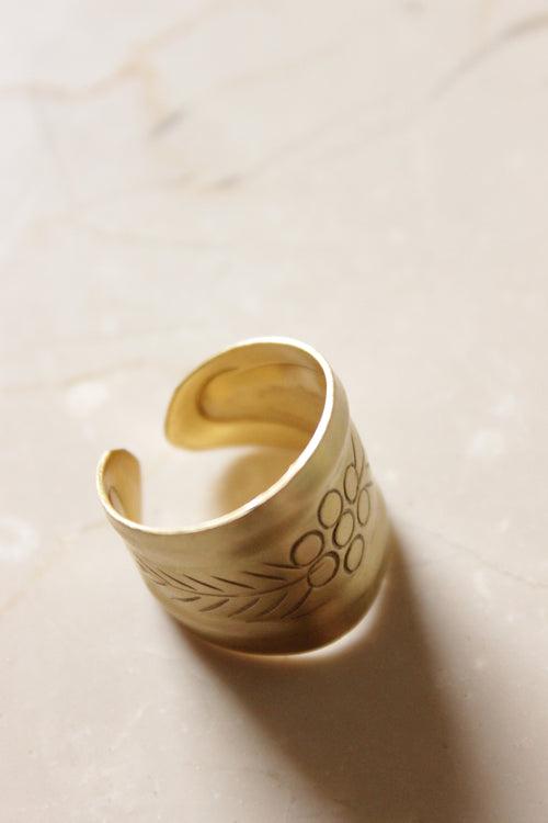 Golden Embossed Adjustable Metal Ring