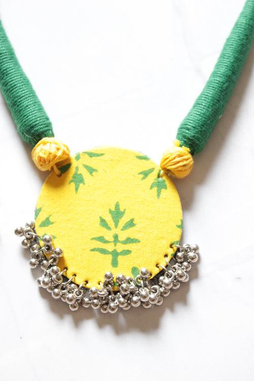 Yellow and Green Adjustable Length Fabric Necklace Set