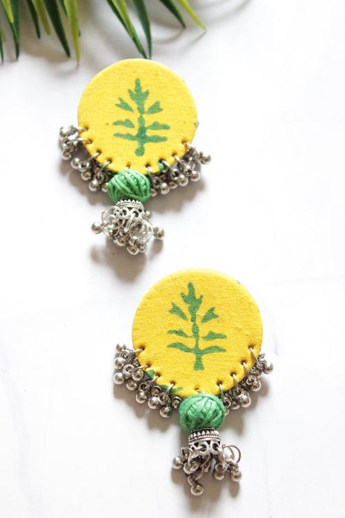 Yellow and Green Adjustable Length Fabric Necklace Set