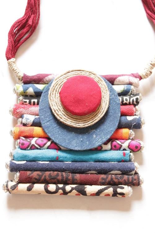 Upcycled Handmade Fabric Necklace Set with Adjustable Length