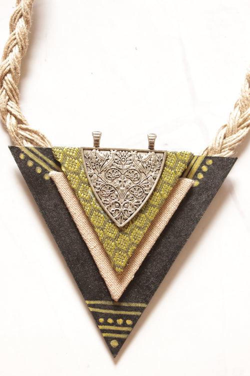 Hand Painted Fabric and Jute Necklace