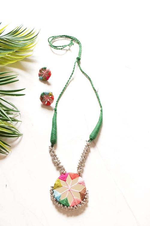 Vibrant Hand Embroidered Mirror Necklace Set