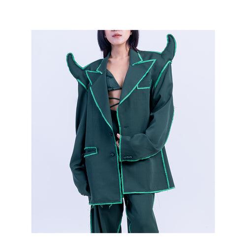 The Devil Wears HUEMN Blazer 'Raw Edged' (Green)