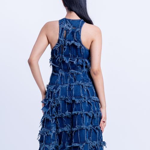 Handcrafted 1000 Panel Denim Dress (Indigo)