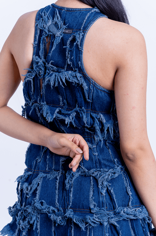 Handcrafted 1000 Panel Denim Dress (Indigo)