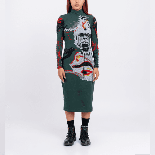 Handcrafted 'Return Of The Gorilla' Dress (Green)