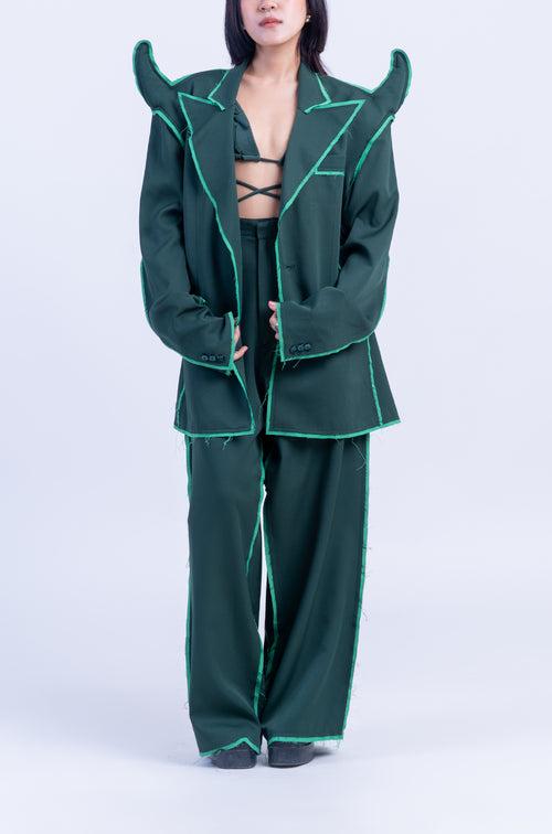 The Devil Wears HUEMN Blazer 'Raw Edged' (Green)