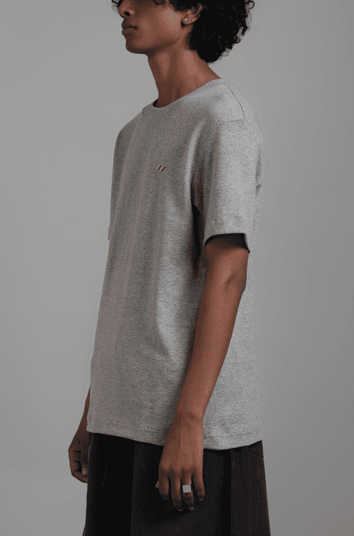 SuperHUEMN Striped Fitted T-shirt (Melange Grey)