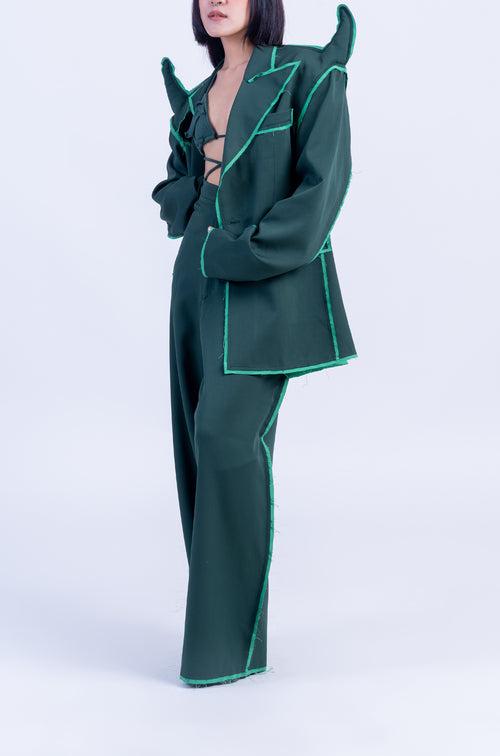 The Devil Wears HUEMN Blazer 'Raw Edged' (Green)