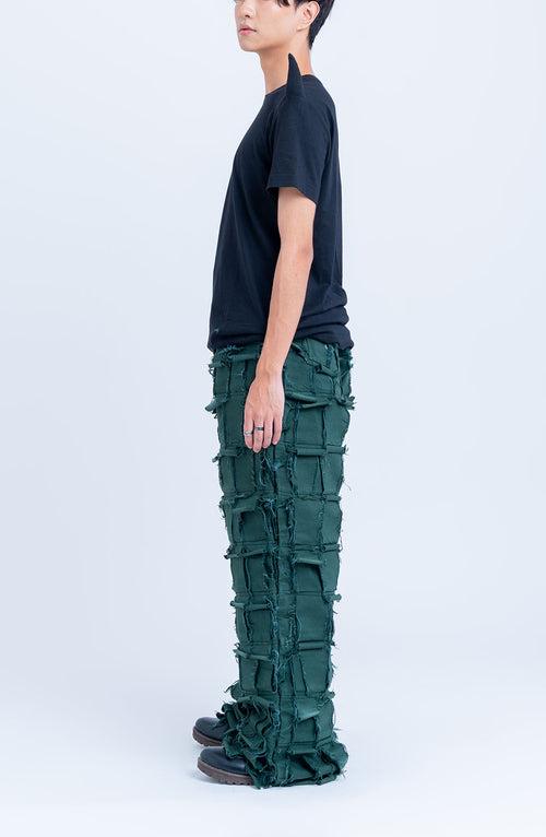 Handcrafted 1000 Panel Distressed Jeans (Green)