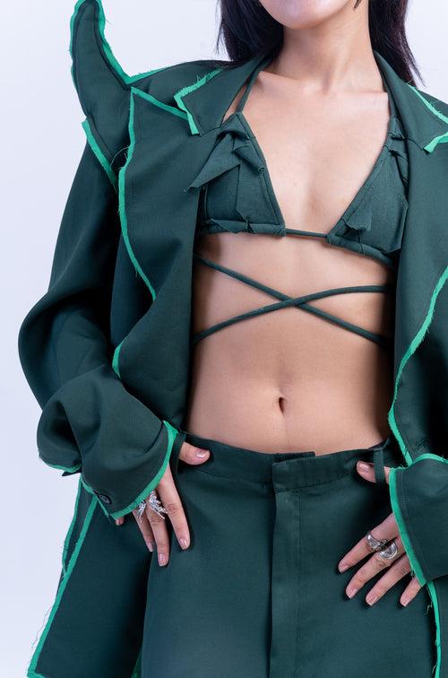 The Devil Wears HUEMN Blazer 'Raw Edged' (Green)