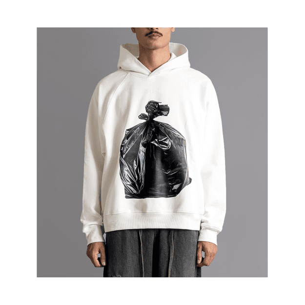 'Garbage bag' Hoodie (White)