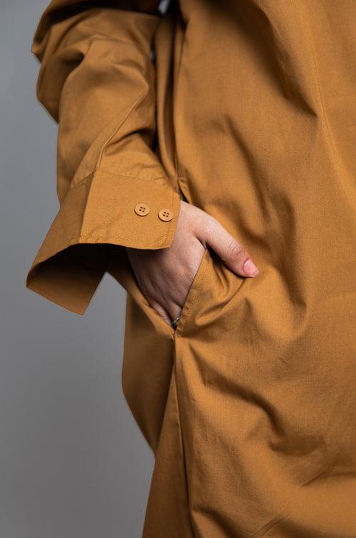 SuperHUEMN 'Sand' Multi - Crater Cutout Detail Shirt Dress (Cinnamon Brown)