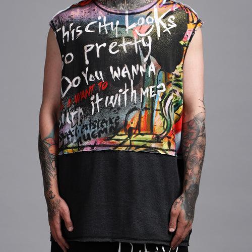 HUEMN Graffiti Sleeveless T-shirt