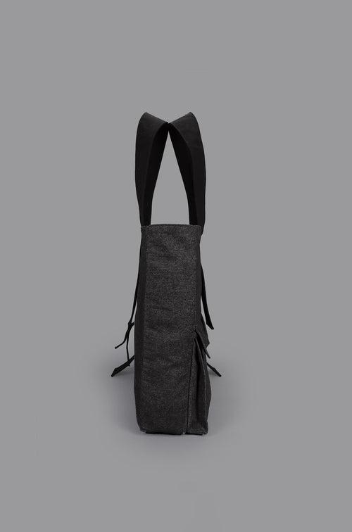 HUEMN Pocket Detailed Zippered Tote (Dark Grey)