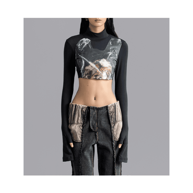 'Garbage' Second skin crop top 2.0 (Black)