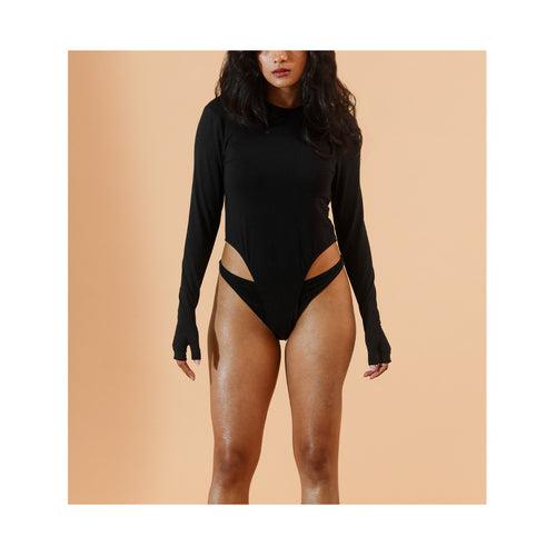 SuperHUEMN Crater Cutout Detail Bodysuit (Black)