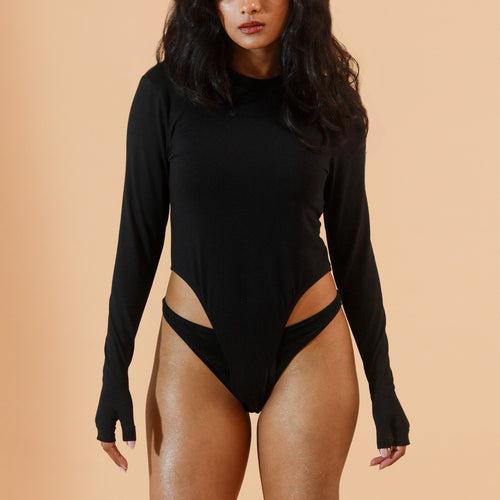 SuperHUEMN Crater Cutout Detail Bodysuit (Black)